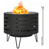 Outsunny Foyer Rond Avec Tisonnier, Cheminee Avec Cendrier, Noir