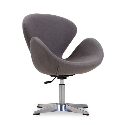 Manhattan Comfort Raspberry Polished Chrome Wool Blend Adjustable Swivel Accent Chair - Grey|Chaise d’appoint pivotante réglable Raspberry de Manhattan Comfort en chrome poli et en mélange de laine - grise