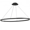 Lustre horizontal Circulo de Dainolite en acrylique blanc qui diffuse la lumière, avec fini noir mat et ampoule de 63 W