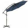 Costway Parasol suspendu 10' pour patio, ombre solaire decalee avec base Croix exterieur Marche Bleu