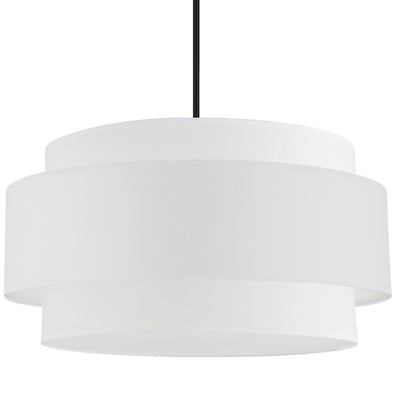 Dainolite Priya 4 Light Pendant 30" Dia Matte Black White Shade Lamp|Luminaire suspendu Priya de Dainolite de 30 po de diamètre avec abat-jour blanc, fini noir mat et 4 ampoules