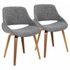 Chaise d’appoint de salle à manger moderne du milieu du 20e siècle Fabrico en tissu gris - ensemble de 2