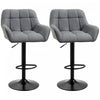 HOMCOM Lot de 2 tabourets de bar reglables, pivotants en tissu capitonne