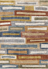 Carpette moderne et raffinée Macey grise, bleue et rouge- 7 pi 10 po x 10 pi 2 po