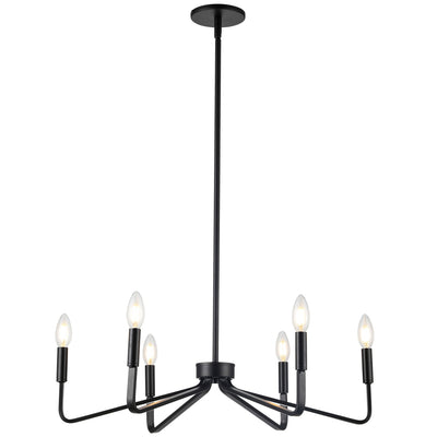 Dainolite Clayton 6 Light Chandelier Matte Black Lamp|Lustre Clayton de Dainolite avec fini noir mat et 6 ampoules