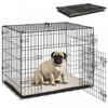 Cage Pour Chien Pawhut, Niche Pliable En Metal De 76 Cm Avec 2 Portes, Plateau Amovible, Coussin Moelleux, Poignee, Cage Pour Petits Chiens, Noir