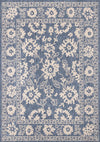 Tapis d'exterieur Cabana bleu et blanc a bordure elegante, 5'3\" x 7'7\"