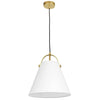 Luminaire suspendu Emperor de Dainolite avec abat-jour blanc, fini laiton vieilli et 1 ampoule