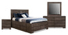 Ensemble de chambre à coucher Yorkdale 6 pièces avec lit de rangement à 12 tiroirs, commode, miroir et table de nuit, gris - format grand lit
