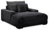 Fauteuil long Alto de 58 po en tissu de fausse fourrure très douce avec deux porte-gobelets et port USB - ebony
