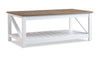 Table à café rustique Ridge de 47,5 po avec tablette - chêne noyer et blanche