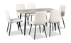 Ensemble de salle à manger Arlo 7 pièces en pierre frittée et métal avec table de 55 po (L) et 6 chaises grises - gris et noir