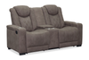 Causeuse inclinable Venture de 70,08 po en suédine avec rangement et porte-gobelets - chocolat