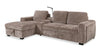 Sofa-lit sectionnel de gauche Sunset en tissu d’apparence lin avec rangement et lampe à DEL intégrée - taupe