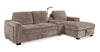 Sofa-lit sectionnel de droite Sunset en tissu d’apparence lin avec rangement et lampe à DEL intégrée - taupe