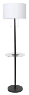 Lampe à pied Alban de Kort & Co. de 26 po noire avec recharge USB et table d’appoint intégrée