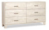 Commode de chambre à coucher Arbor de 58,7 po (L) x 33,3 po (H) à 6 tiroirs - bois de grève blanc