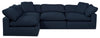 Sofa sectionnel modulaire de style cocon Eclipse 4 pièces en tissu d’apparence lin avec coussins réversibles en duvet et plumes - bleu marine