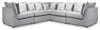Sofa sectionnel modulaire Evolve de Scott Living 5 pièces en tissu d’apparence lin avec coussins en duvet et plumes - gris