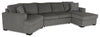 Sofa-lit sectionnel enveloppant de gauche Legend 3 pièces fabriqué au Canada en tissu de chenille avec fauteuil long - brun étain