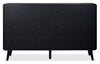 Commode de chambre à coucher moderne du milieu du 20e siècle Milan de 59 po (l) x 36 po (H) à 6 tiroirs - noire