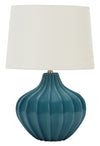 Lampe de table courbée de 24 po en céramique bleue