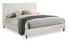 Lit plateforme rembourré Paseo en tissu de cuir végétalien taupe - format très grand lit