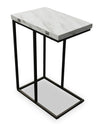 Table Pia de 18 po en forme de C avec dessus extensible - marbre blanc