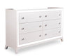 Commode somptueuse Halo de 58 po (l) x 35 po (H) à 6 tiroirs avec éclairage à DEL pour la chambre à coucher - blanche