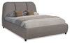Lit plateforme rembourré Mave en tissu de velours gris - format grand lit
