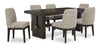 Ensemble de salle à manger Metro 7 pièces avec table, rallonge de 72 po à 90 po (L), base à tréteaux et 6 chaises - brun