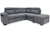 Sofa-lit sectionnel de droite Coast 3 pièces en tissu avec rangement et pouf - fumée
