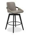 Tabouret Apex de hauteur comptoir en tissu de cuir végétalien et en métal et bois avec siège pivotant - taupe