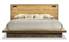 Ensemble de chambre à coucher Silas 6 pièces brun rustique avec lit plateforme, commode, miroir, table de nuit et éclairage à DEL - format très grand lit