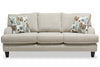 Sofa Nofia de 80 po fabriqué au Canada en tissu de chenille avec 2 coussins décoratifs et pattes en bois - beige lin