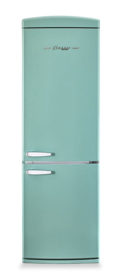 Classic Retro by Unique 24" 12 Cu. Ft. Bottom-Freezer Refrigerator - Ocean Mist Turquoise - UGP-340L T AC | Réfrigérateur Classic Rétro par Unique de 24 po et de 12 pi3 à congélateur inférieur - turquoise brume marine - UGP-340L T AC | U340LTAC