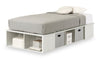 Lit plateforme Everley avec rangement et paniers intégrés, blanc - format lit simple