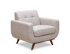 Fauteuil Freeman Kort & Co. de 37 po en tissu d’apparence lin avec pattes en bois et coussin de dossier capitonné - blanc colombe