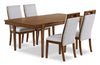 Ensemble de salle à manger Ember 5 pièces avec table, 74 po à 92 po (L), et 4 chaises - gris et brun