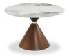Table de salle à manger Alwin avec dessus en pierre frittée, base en forme de sablier et touches dorées - 47,25 po (L), ronde - brune