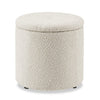Pouf de rangement rond Ontario de 14,75 po en tissu - blanc