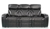 Sofa de massage à inclinaison électrique Elite de 86 po en cuir véritable avec appuie-têtes électriques et accoudoirs de rangement - noir