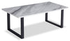 Table à café moderne Serena de 47,25 po - blanche et noire avec imitation de marbre