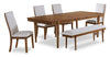 Ensemble de salle à manger Ember 6 pièces avec table de 74 po à 92 po (L), banc et 4 chaises - gris et brun
