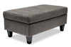 Pouf de rangement Nofia de 44 po fabriqué au Canada en tissu de chenille avec pattes en bois - gris anthracite