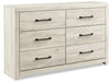 Commode Abby de 58,7 po (L) x 36,42 po (H) à 6 tiroirs pour la chambre à coucher - blanche
