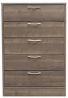 Commode verticale Arlo de 23,6 po (L) x 36,2 po (H) à 5 tiroirs pour la chambre à coucher, fabriquée au Canada - gris-brun