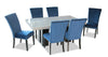 Ensemble de salle à manger Cami 7 pièces avec table de 70 po (L) avec dessus en marbre véritable et 6 chaises bleues