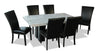 Ensemble de salle à manger Cami 7 pièces avec table de 70 po (L) avec dessus en marbre véritable et 6 chaises noires
