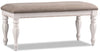 Banc de chambre à coucher Grace de 19 po (H) en bois et en tissu avec dessus relevable et rangement - blanc antique